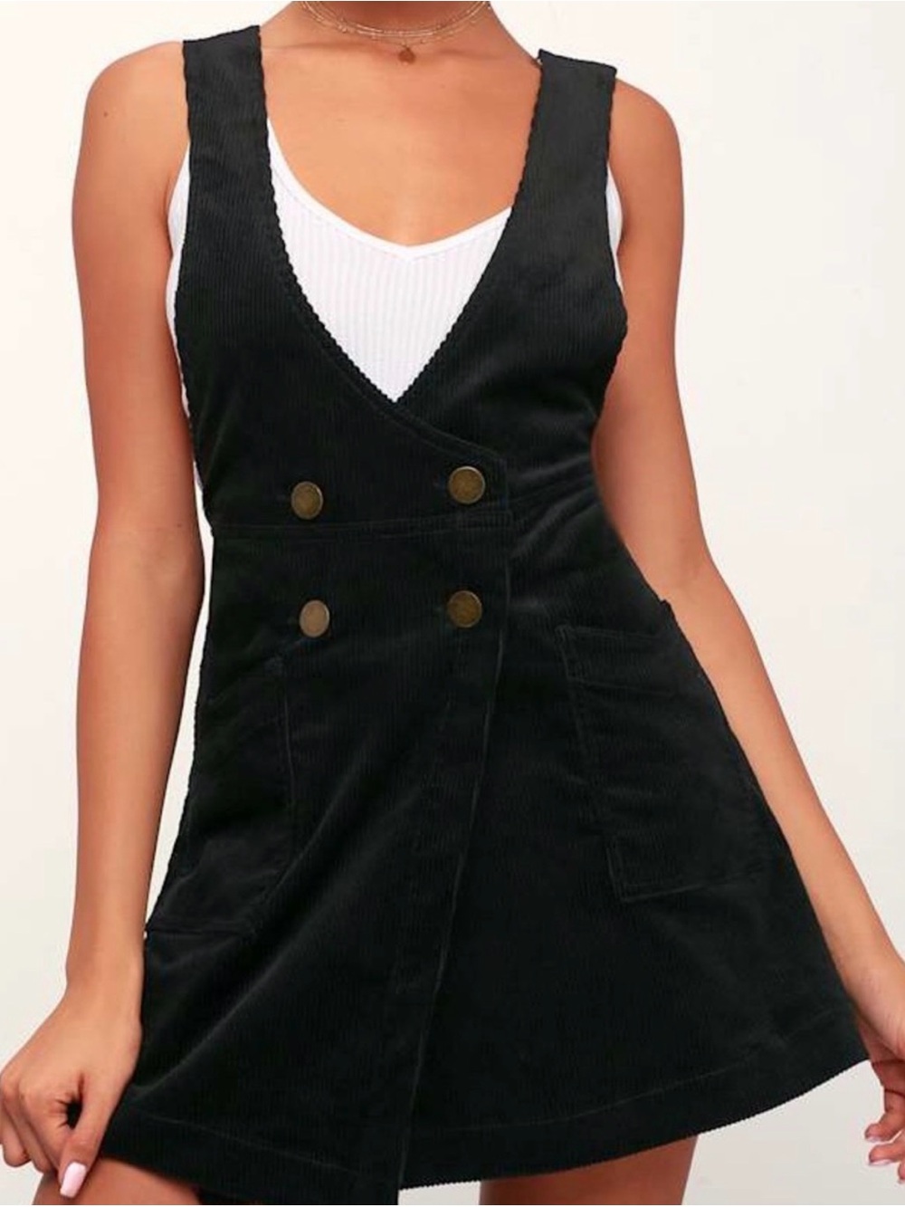 Free People Black Corduroy Mini Dress
